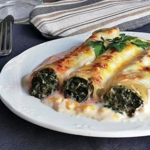 canelones de bacalao y espinacas