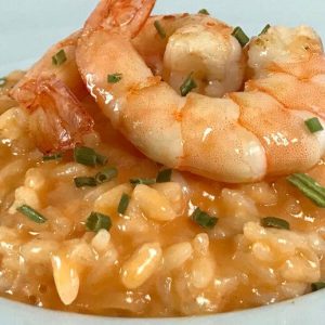 risotto de gambones al ajillo