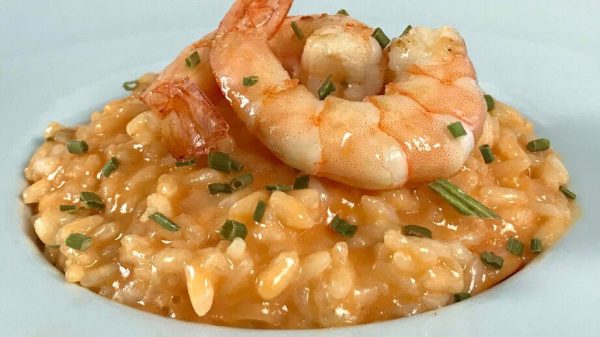 risotto de gambones al ajillo